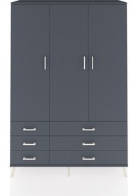 Resim Hyperion Dolap 5 Raflı 6 Çekmeceli Tek Askılı 132x44x195 Antrasit-antrasit/antrasit Antrasıt/antrasıt 