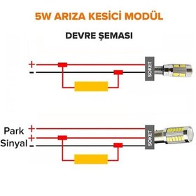 Resim Opel Vectra T10 Dipsiz Ampul Led Arıza Kesici 5W Ön Park İçin 