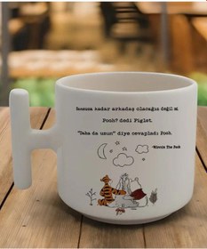 Resim Beyaz T Kulp Sonsuza Kadar Arkadaş Olacağız Pooh 2 Latte Fincan Modelleri 