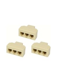 Resim Xuweiwei Sarı 3'lü Telefon Dağıtıcı, Rj11 6p4c Bağlantı Kutusu, Faks Ve Pos Cihazları İçin 