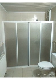 Resim Nokta Duşakabin 150cm Duvardan Duvara Teknesiz Mika Duşakabin Şeffaf 