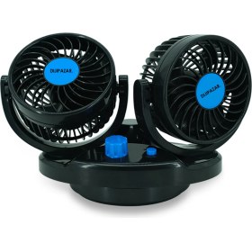 Resim Oto Vantilatör 24 Volt 360 Derece 3 Kademe Hız Ayarlı Çift Başlı Vantilatör Çakmaklık Soketli 