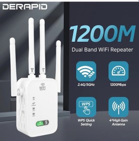 Resim 1200mbps Dual Band Wifi Tekrarlayıcı Kablosuz Sinyal Genişletici 