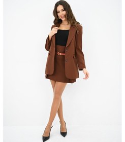Resim Koza Butik Kadın Kemer Detaylı Etek Ceket Takım 0122-25 Çok Renkli 