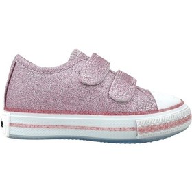 Resim Kız Çocuk Işıklı Keten Ayakkabı Pembe Sim Pembe 