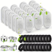 Resim 20 adet Kedi Su Çeşmesi Filtresi, 67oz/2L ve 108/3.2L Paslanmaz Çelik Pet Çeşmesi Yedek Filtreler için, 20 Köpek Su Kabı Dağıtıcı Filtre Yedekleri ile birlikte 20 Sünger, Kolay Kurulum ve Temizleme 