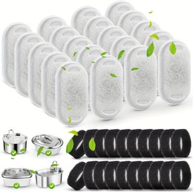 Resim 20 adet Kedi Su Çeşmesi Filtresi, 67oz/2L ve 108/3.2L Paslanmaz Çelik Pet Çeşmesi Yedek Filtreler için, 20 Köpek Su Kabı Dağıtıcı Filtre Yedekleri ile birlikte 20 Sünger, Kolay Kurulum ve Temizleme 