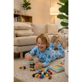 Resim Zuzunga Deniz Temalı Mavi Renk %100 Pamuk Erkek Çocuk Pijama Takımı 