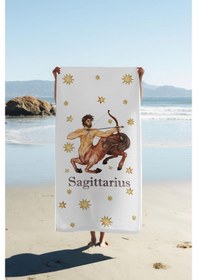 Resim Dijital Baskı Plaj Deniz Havlusu Yay Burcu Desenli Peştamal Hvl0039 Renkli 