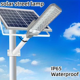 Resim Güneş Enerjili LED Sokak Lambası, 6500K Yüksek Parlaklık, Dış Mekan Apliği, Güneş Şarjlı Lityum Bataryalı Enerji Tasarruflu Plastik Armatür, Ayrılabilir Fotovoltaik Panel, Kızılötesi Sensör, Bahçe, Garaj, Ticari ve Sokak Aydınlatması için Uzaktan Kumanda 