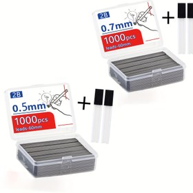 Resim 1000 adet 0.5mm & 0.7mm 2B HB Grafit Kalem Uçları - Sanat Çizimi, Ofis Yazısı, Okul Malzemeleri için Şeffaf Plastik Düzenleyici Kutu ile 60mm Yedek Dolgular, Kolay Tanımlama Paketleme, Pürüzsüz Yazım Deneyimi 