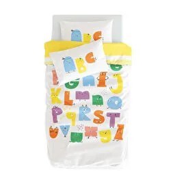 Resim Alphabed Çift Taraflı Pamuk Saten Çok Renkli Çocuk Nevresim Seti 140x200cm 