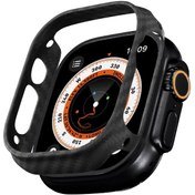 Resim Aramid Fiber 600D Apple Watch Ultra 49mm Uyumlu Kasa Koruyucu Siyah 