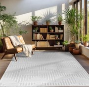 Resim Kabartmalı Halı Geometrik desenli İskandinav Bohem tarzı yumuşak Halı Gümüş Carpettex Halı