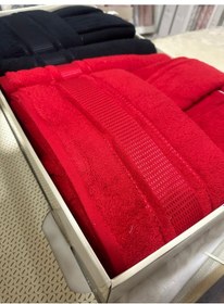 Resim Özdilek Colourist Aile Bornoz Seti Siyah - Kırmızı Çok Renkli 