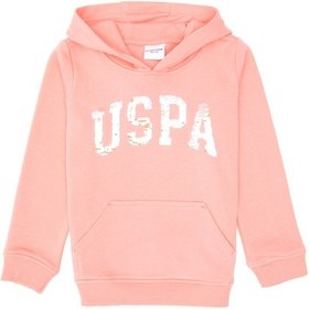 Resim U.S. Polo Assn. Kız Çocuk Neon Pembe Payet İşlemeli Kapüşonlu Basic Sweatshirt 50314312-VR105 