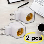 Resim 2-3 adet E27 LED Işık Ampulleri, Soket Tabanlı Tutucu ve EU Fiş Adaptörü ile, Entegreli Spiral Lamba Tutucu ile. Yüksek Kaliteli Kare Güç LED Gece Lambası, C1 Tabanlı Bağlayıcı için ON/OFF Anahtarı Dönüştürücü ile. 