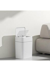 Resim 18 Litre Sensörlü Otomatik Çöp Kovası Ofis Mutfak Banyo Balkon Çöp Kovası Beyaz 