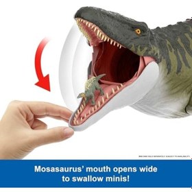 Resim Mattel World Rebirth Devasa Mosasaurus Aksiyon Figürü, 2 Saldırı Hareketine Sahip Dinozor Oyuncağı, Filmden Uyarlanan Tasarım, Bükülebilir Eklemler, Jgb51 