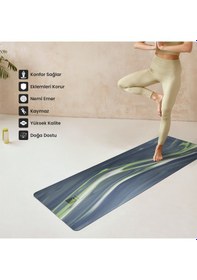 Resim Rebuwo Kaydırmaz Doğal Kauçuk Yoga Matı Pilates Mat Koyu Gri Desenli 
