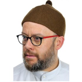 Resim Erkek Keçe Yün Takke - Kahverengi 
