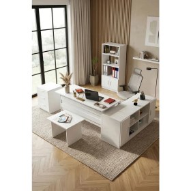 Resim Yurudesign Vario ABCDF Ofis Masa Takımı 3 Renk Beyaz Ahşap Malzeme 140 cm Genişlik VO15-W 