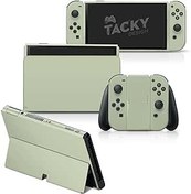 Resim Tacky Design Nintendo Switch OLED Kaplama ile Uyumlu Klasik Düz Renk Kaplama - Vinil 3M Çıkartma Seti - Joy Con, Konsol, Dock ile Uyumlu Basit Renk - Çıkartma Tam Sarma (Matcha Yeşili) 