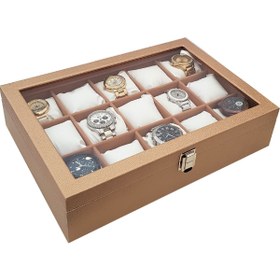 Resim Chavin 15 Li Diamond Gold Deri Ahşap Camlı Saat Kutusu St15-57 