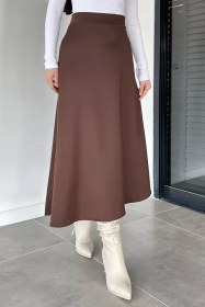 Resim Bel Lastikli Scuba Tesettür Kiloş Etek Açıkkahve TZL-P-00018921 