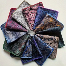 Resim 1 Adet Erkek Paisley Desenli Cep Mendili - Premium Polyester Dokuma İpek Görünümlü, Çeşitli Renklerde Düğün, Resmi Etkinlikler ve Banketler İçin Aksesuar 