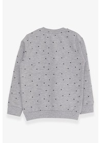 Resim Breeze Kız Çocuk Sweatshirt Simli Kalp Baskılı 2-6 Yaş, Gri Melanj 