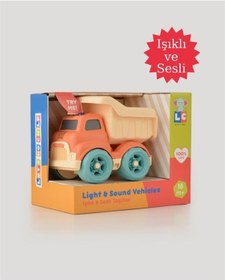 Resim Let's Be Child Sesli Ve Işıklı Minik Kamyon 31016 Turuncu - Bej Kasalı, Çocuklar İçin Oyuncak Kamyon 