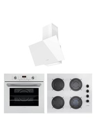 Resim Lanova İnci 3206W01 - G16400-202 - 3220W6 Beyaz Cam Ankastre Set 