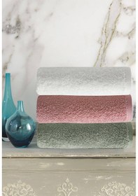 Resim 3 Lü Renkli El Yüz Havlu Seti %100 Pamuklu Natural Harmony Gülkurusu 