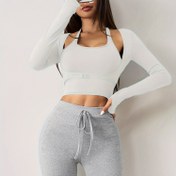 Resim Kadınlar için Dikişsiz Uzun Kollu Yoga Üstü - Rahat Yüksek Bel Fitness ve Koşu Ekipmanları, Esneklik, Balık Yılanı Pozu ve Ağırlık Kaldırma için Nefes Alabilir ve Destekleyici 