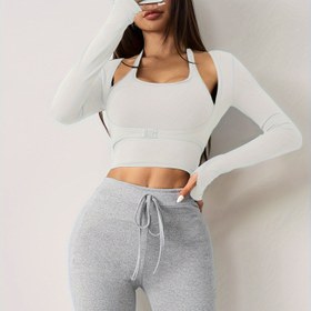 Resim Kadınlar için Dikişsiz Uzun Kollu Yoga Üstü - Rahat Yüksek Bel Fitness ve Koşu Ekipmanları, Esneklik, Balık Yılanı Pozu ve Ağırlık Kaldırma için Nefes Alabilir ve Destekleyici 