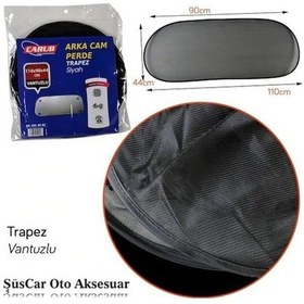 Resim Carub Vantuzlu Arka Cam Perdesi Trapez Siyah Cam Güneşliği N11.993 