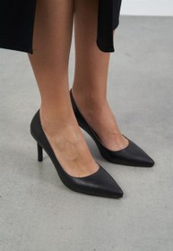 Resim Paprica Siyah Deri Stiletto 