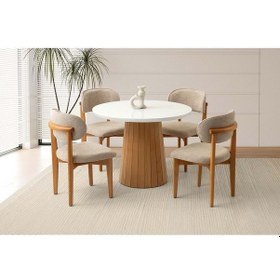 Resim Mobilgen Beyaz 4 Adet Nergis Sandalye Orkide Masa Takımı 