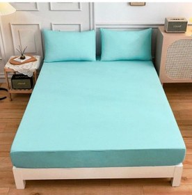 Resim Lastiksiz Çift Kişilik Çarşaf Takımı 220x240 Çarşaf + 2 Yastık Kılıfı Mint 