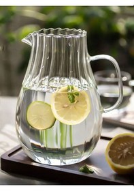 Resim Qerhome Borosilikat Cam Çizgili Sürahi 1800 Ml 