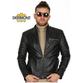 Resim Deriwork Hakiki Kuzu Derisi Fermuarlı Siyah Üç Cepli Spor Erkek Deri Ceket Siyah 
