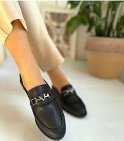 Resim Günlük Yumuşak Suni Deri Tokalı Loafer Kadın Ayakkabı Siyah 