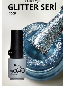 Resim Momo Professional Glitter Kalıcı Oje G005 Yoğun Gümüş Parıltılı Turkuaz 4 ML 