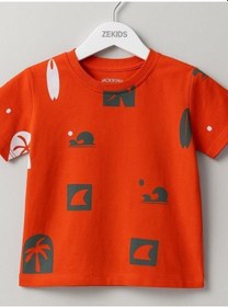 Resim Jack Lions Erkek Bebek Pamuklu Desenli T-shirt-15626 Turuncu 