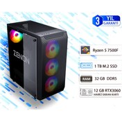 Resim ZENON Gamıng Zg-111 Ryzen 5 7500f 32gb (D5) 1tb M.2 Ssd 12gb Rtx3060 Dos Masaüstü Pc (3 YIL GARANTİ) 