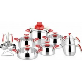 Resim Karaca Nilüfer Yavruağzı 18 Prç Çelik Çeyiz Seti 