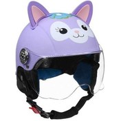 Resim Novahub Çocuk Motosiklet Kaskı - Güneşten Koruyan Aynalı Vizör Mor Mor 