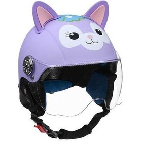 Resim Novahub Çocuk Motosiklet Kaskı - Güneşten Koruyan Aynalı Vizör Mor Mor 