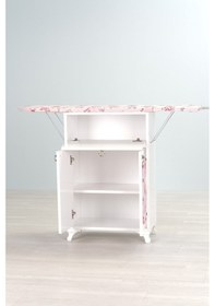 Resim Mistik Home Rose Katlanır Dolaplı Ütü Masası Beyaz Gövde, Pembe Çiçek Desenli Beyaz/pembe 